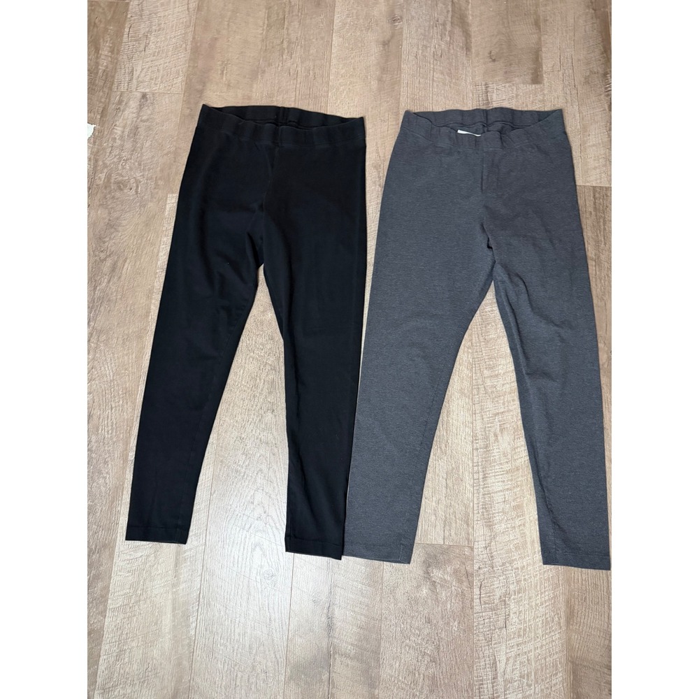 Old Navy‎ Leggings Bundle Set of 2 Charcoal Gray Black Large Cotton Stretch